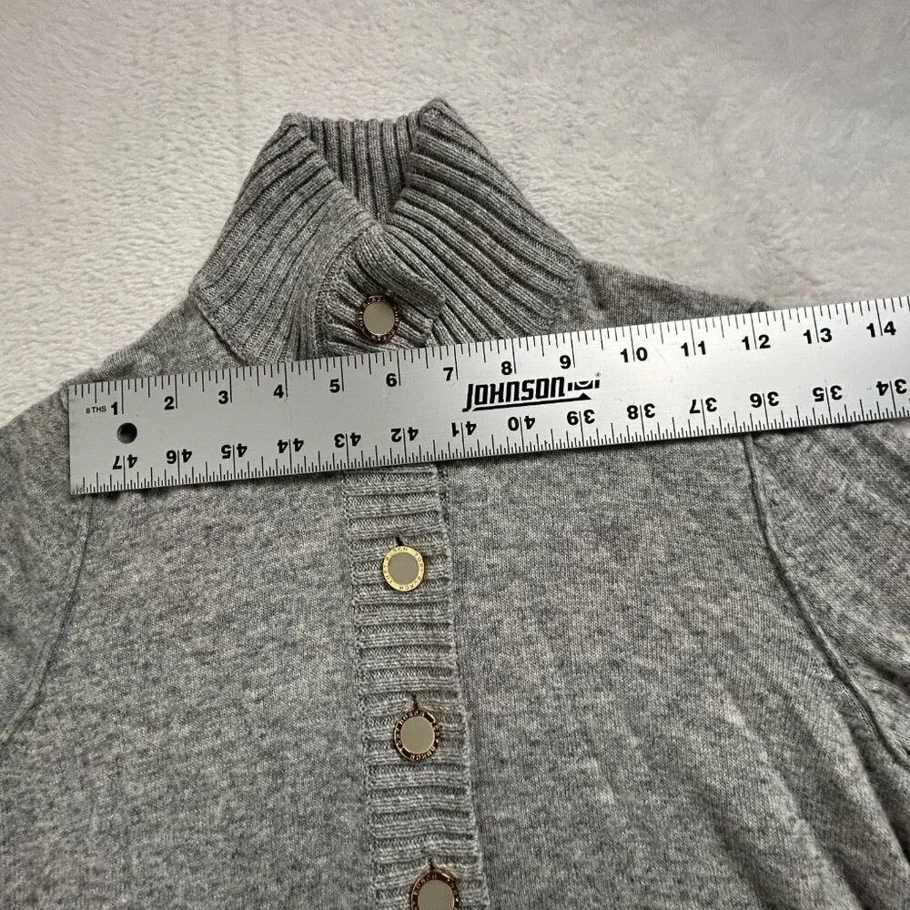 Tory Burch Womens Giselle Rib-Trim Sweater XS Gray Wool Cashmere Blend Pullover